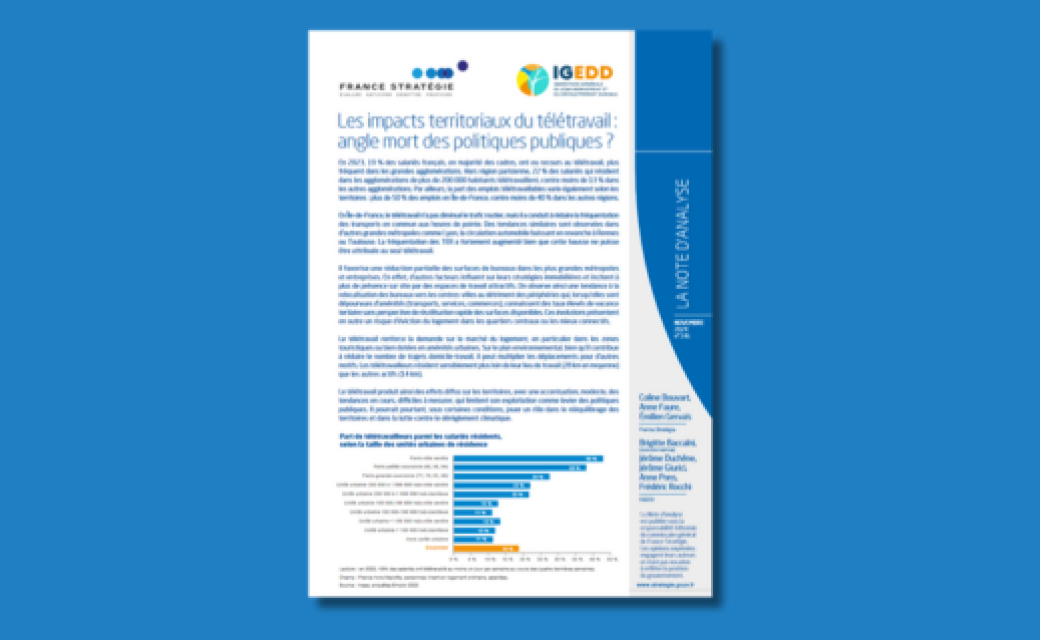 Illustration Note d'analyse n°146 - France Stratégie x IGEDD - Impacts territoriaux du télétravail