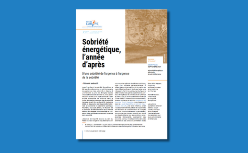 Illustration note "Sobriété énergétique, l'année d'après"